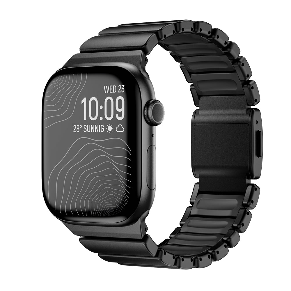 Apple Watch 10 46mm Zore KRD-149 Metal Silikon Kordon Siyah