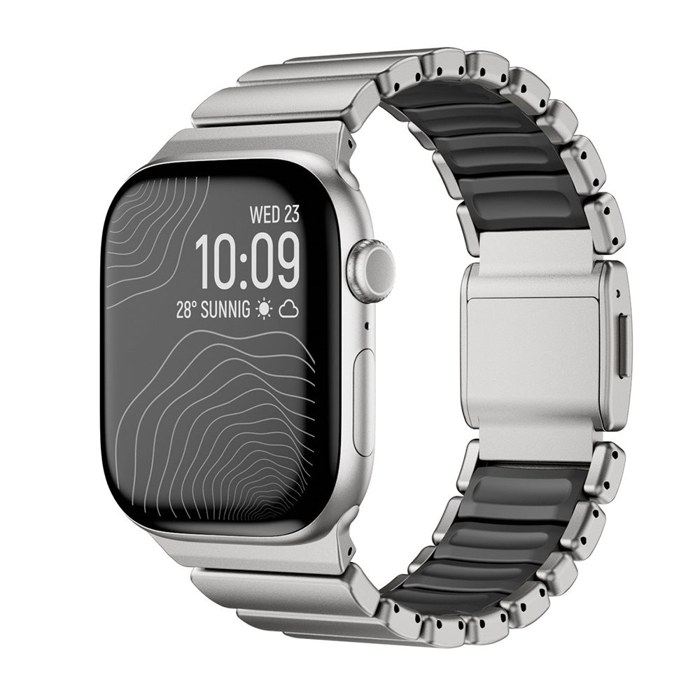 Apple Watch 10 46mm KRD-151 Metal Silikon Kordon Siyah-Gri