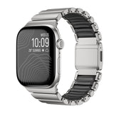 Apple Watch 10 46mm KRD-151 Metal Silikon Kordon Gümüş-Siyah