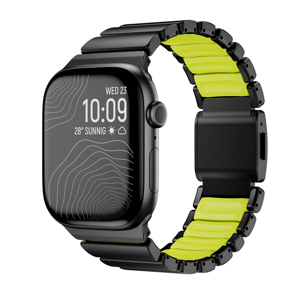 Apple Watch 10 46mm KRD-151 Metal Silikon Kordon Siyah-Yeşil