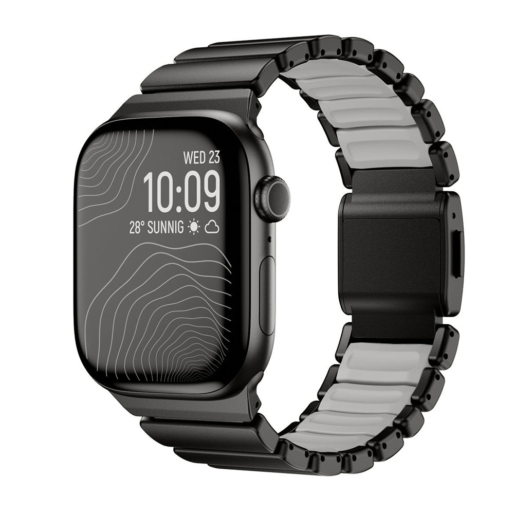 Apple Watch 10 46mm KRD-151 Metal Silikon Kordon Siyah-Gri