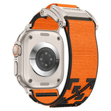 Apple Watch 10 46mm KRD-154 Naylon Kumaş Hasır Örgülü Kordon Gri-Turuncu
