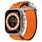 Apple Watch 10 46mm KRD-154 Naylon Kumaş Hasır Örgülü Kordon Gri-Turuncu