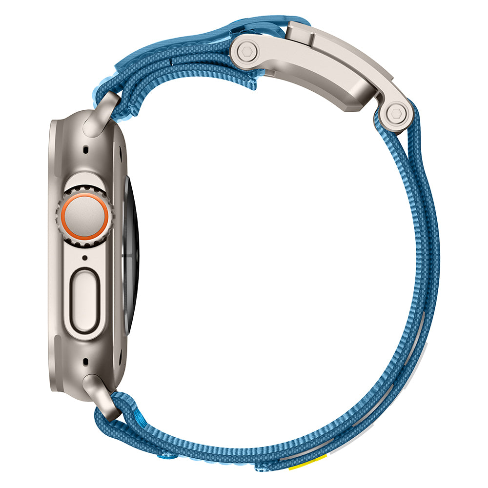 Apple Watch 10 46mm KRD-154 Naylon Kumaş Hasır Örgülü Kordon Gri-Mavi