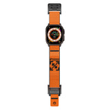 Apple Watch 10 46mm KRD-154 Naylon Kumaş Hasır Örgülü Kordon Siyah-Turuncu