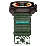 Apple Watch 10 46mm KRD-154 Naylon Kumaş Hasır Örgülü Kordon Siyah-Yeşil