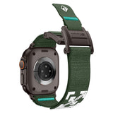 Apple Watch 10 46mm KRD-154 Naylon Kumaş Hasır Örgülü Kordon Siyah-Yeşil