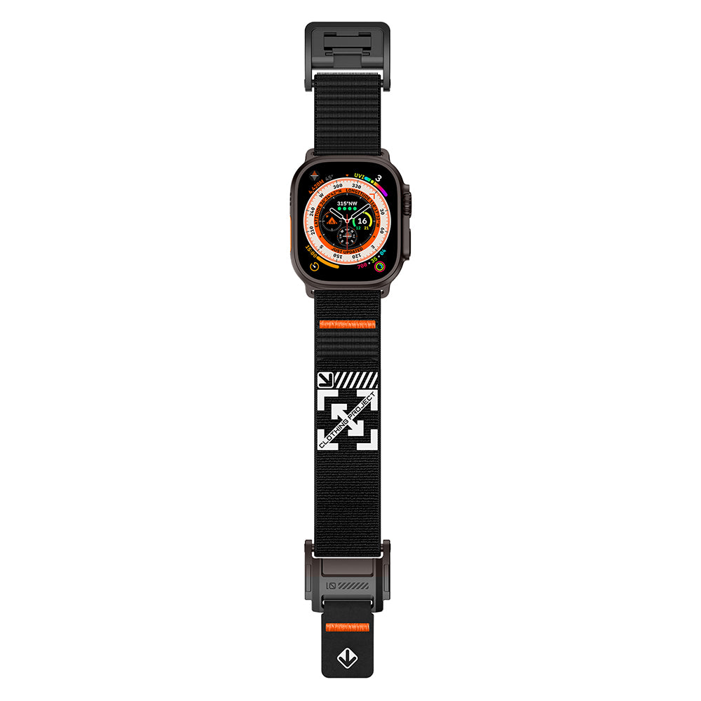 Apple Watch 10 46mm KRD-154 Naylon Kumaş Hasır Örgülü Kordon Siyah