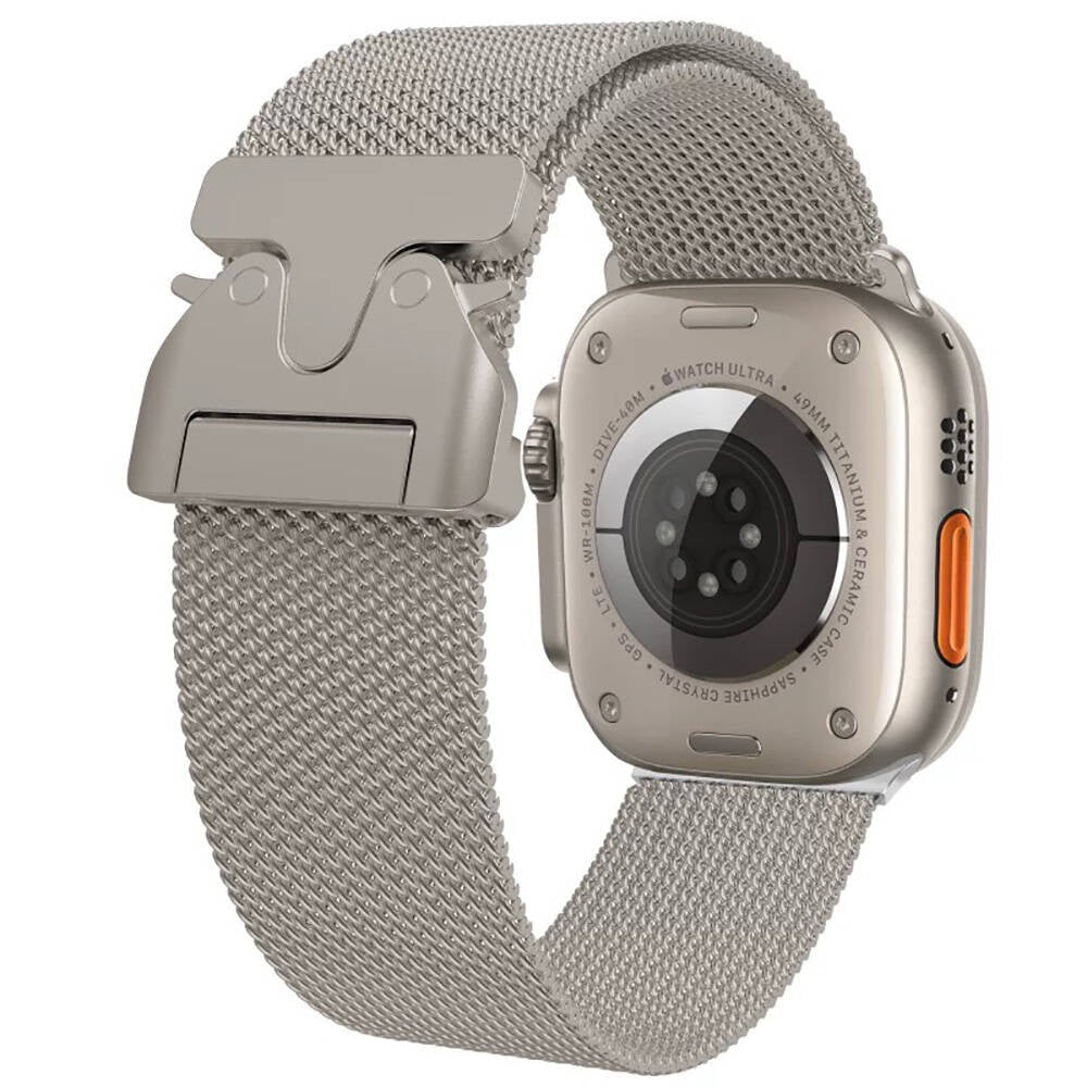 Apple Watch 10 46mm Zore KRD-25 Metal Hasır Kordon Gümüş