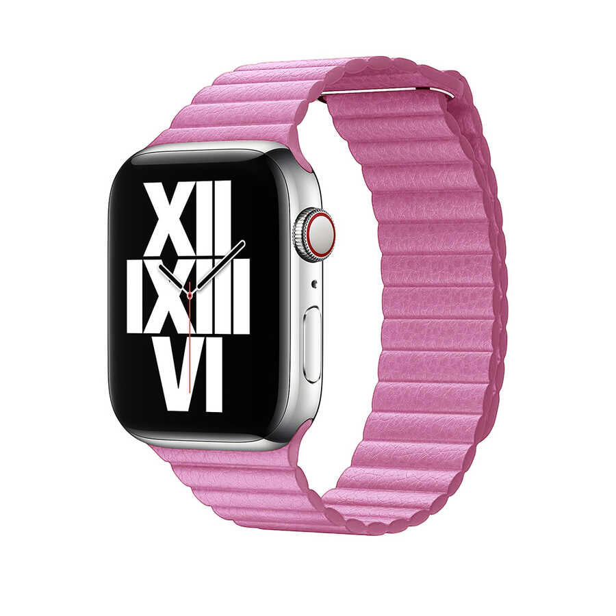 Apple Watch 38mm KRD-09 Deri Lop Kordon Pembe