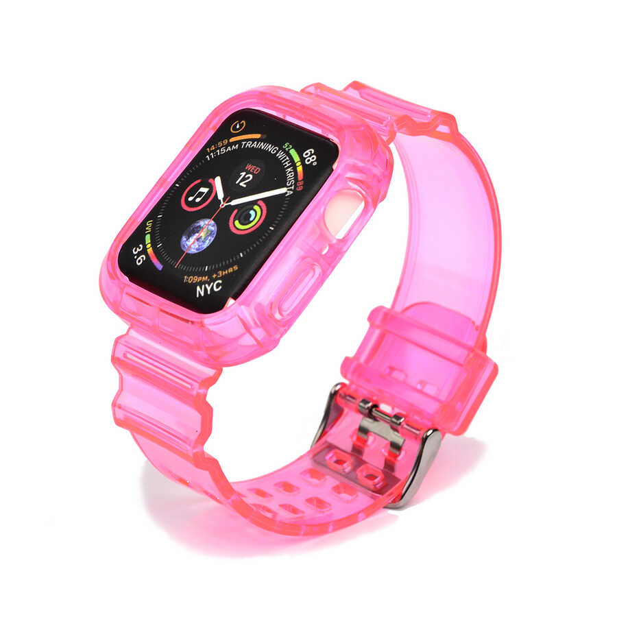 Apple Watch 38mm KRD-27 Silikon Kordon Pembe