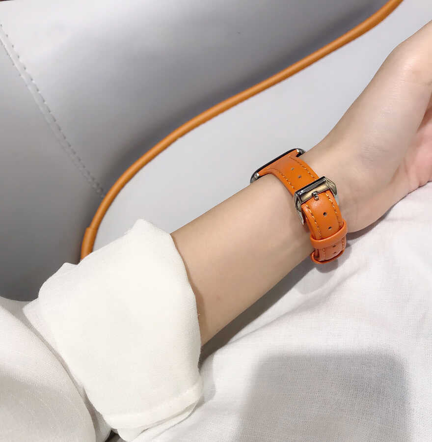 Apple Watch 38mm KRD-28 Deri Kordon Beyaz