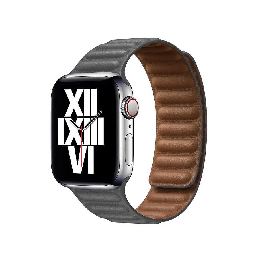 Apple Watch 38mm KRD-34 Deri Kordon Gri