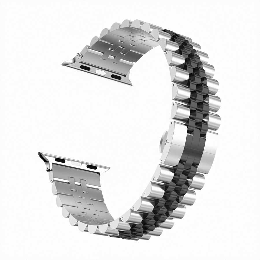 Apple Watch 38mm KRD-36 Metal Kordon Gümüş-Siyah