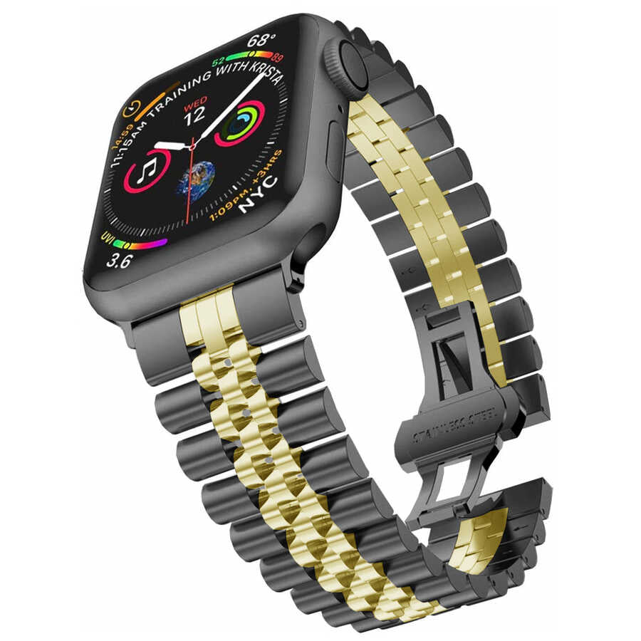 Apple Watch 38mm KRD-36 Metal Kordon Gümüş-Siyah