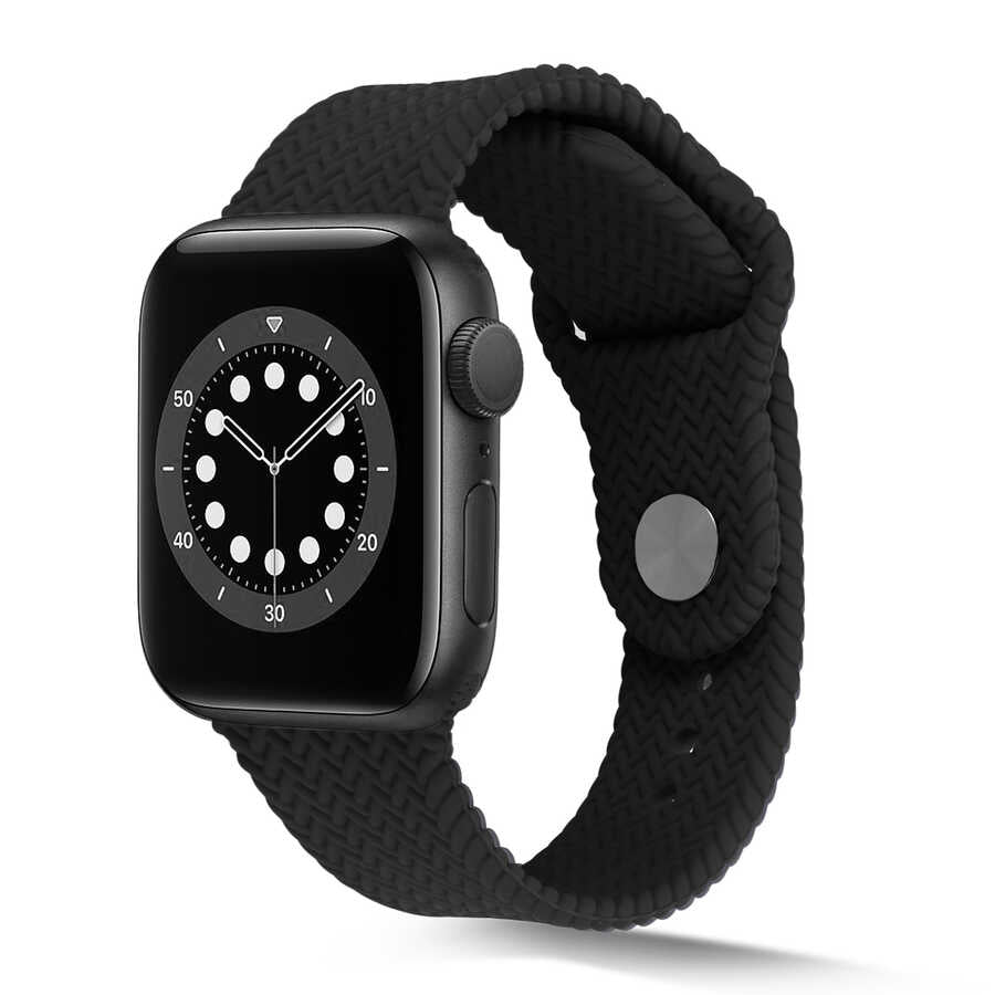 Apple Watch 38mm KRD-37 Silikon Kordon Siyah