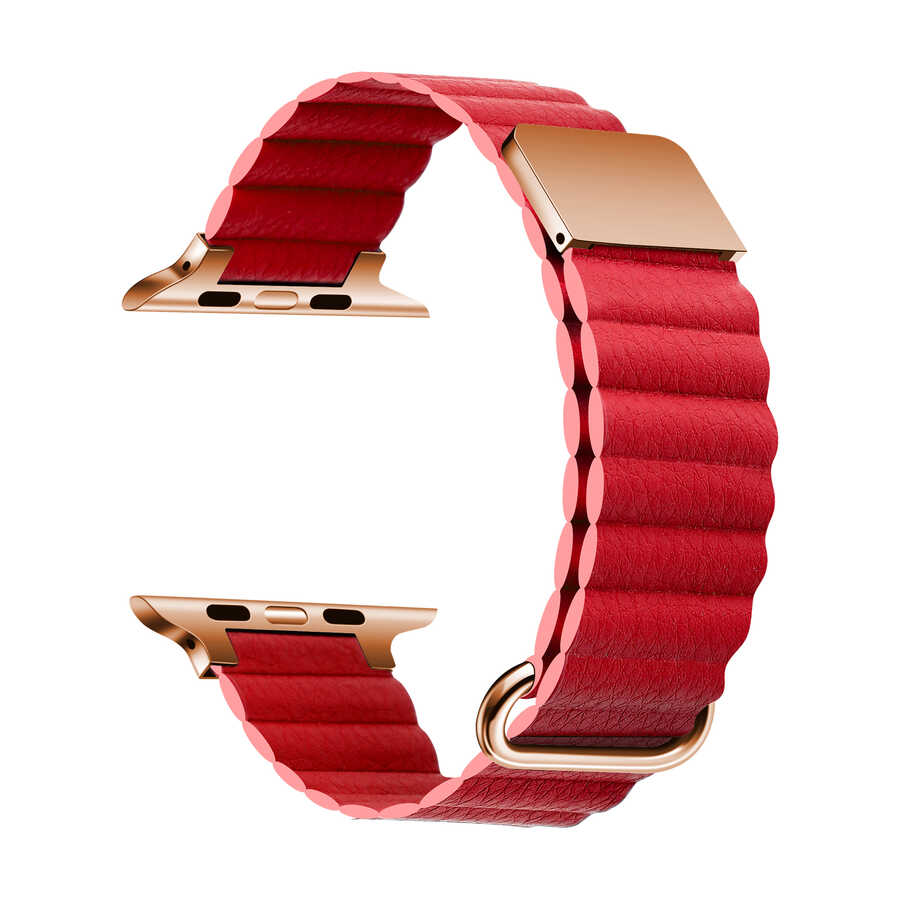 Apple Watch 38mm KRD-78 PU Deri Kordon Strap Kayış Krem