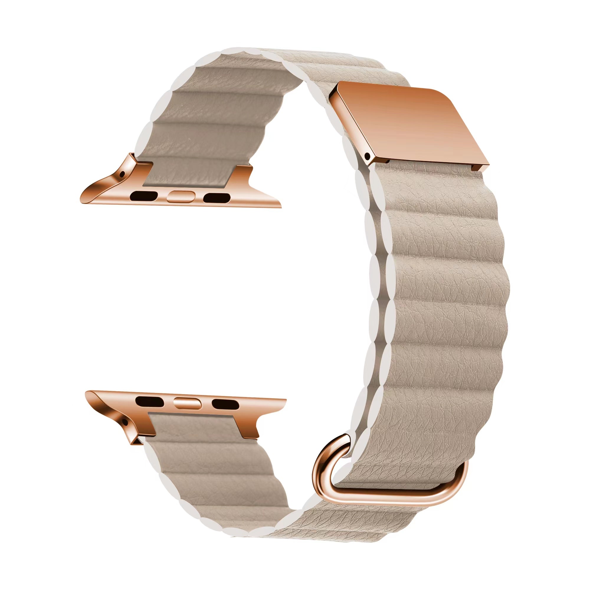 Apple Watch 38mm KRD-78 PU Deri Kordon Strap Kayış Krem