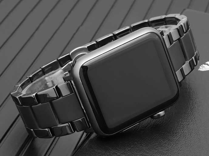 Apple Watch 38mm Mat Seramik Metal Kordon Siyah