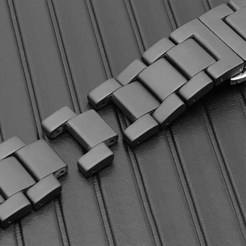 Apple Watch 38mm Mat Seramik Metal Kordon Parlak Siyah
