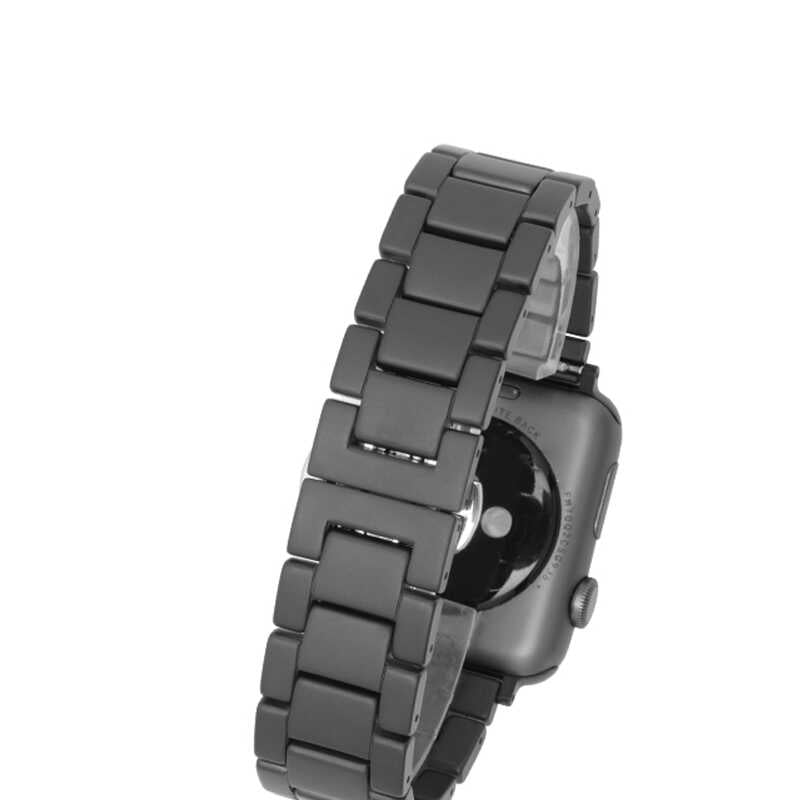 Apple Watch 38mm Mat Seramik Metal Kordon Siyah