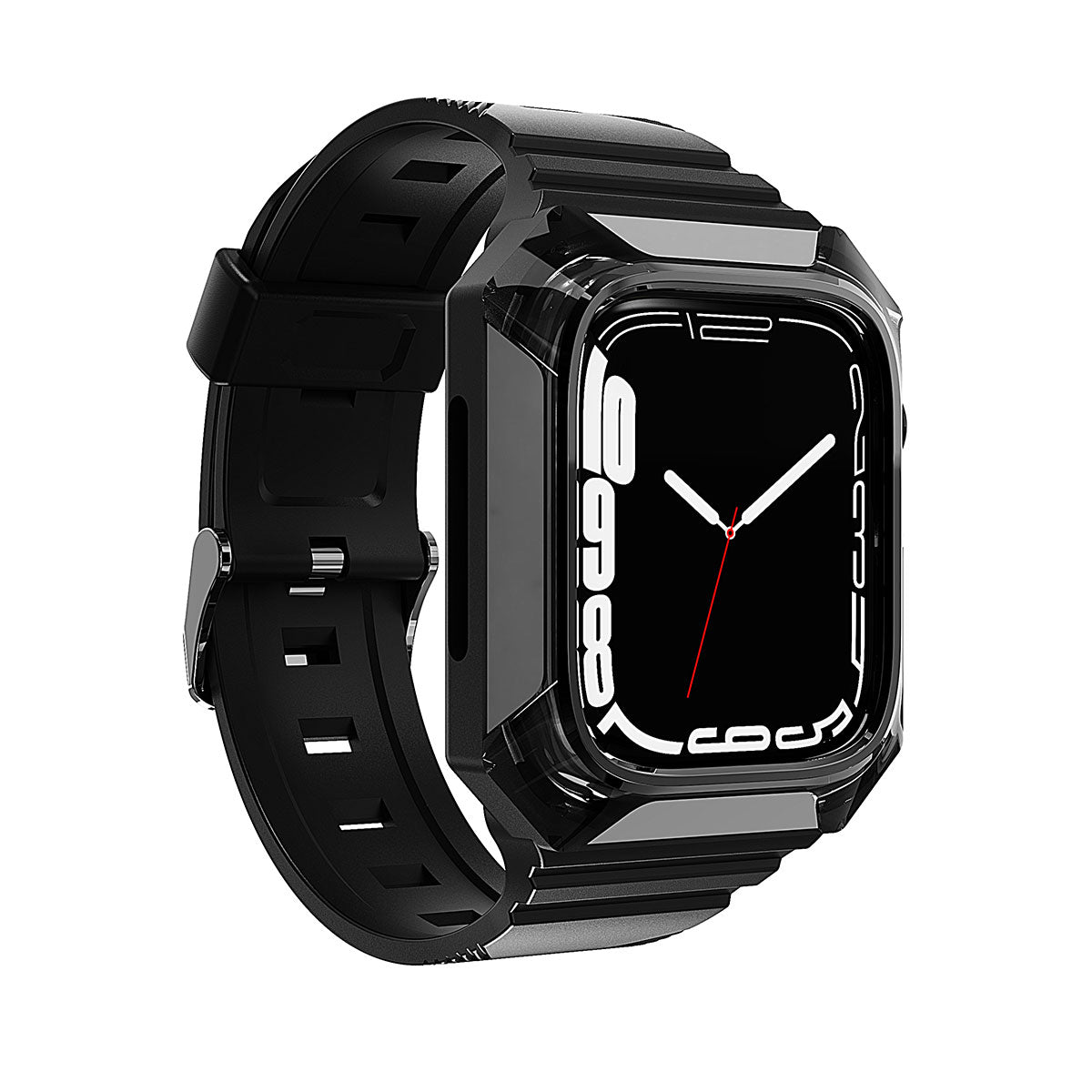 Apple Watch 38mm Zore KRD-88 Sert PC Kasa Koruyuculu Silikon Kordon Siyah
