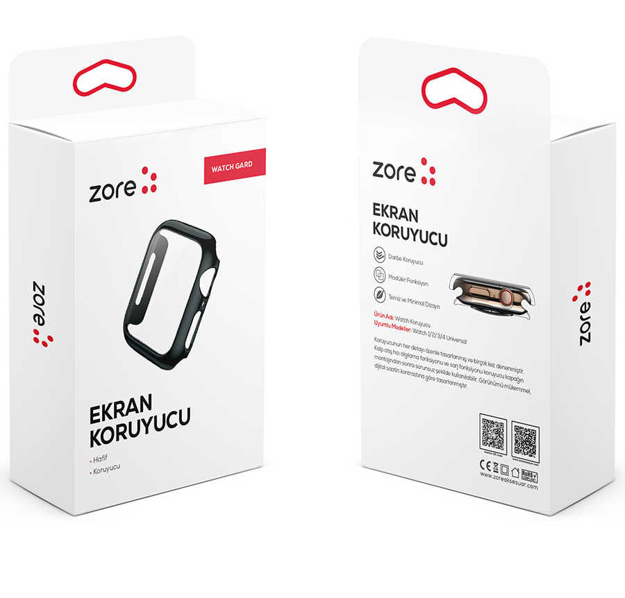 Apple Watch 38mm Zore Watch Gard Ekran Koruyucu Siyah