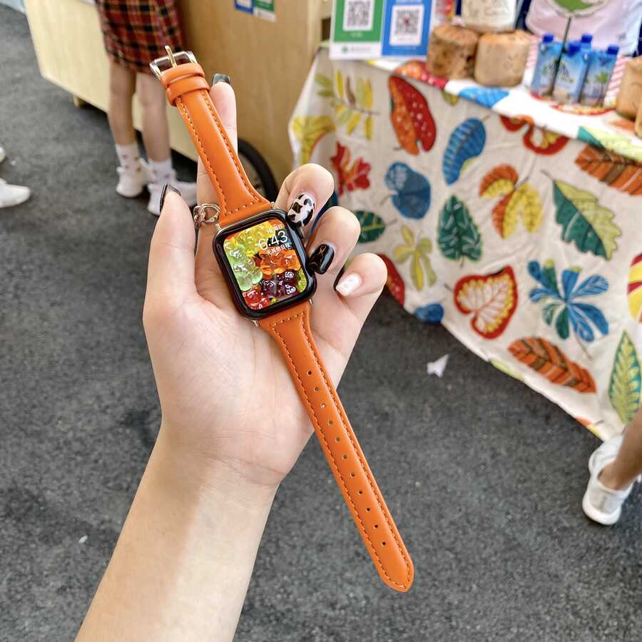 Apple Watch 40mm KRD-28 Deri Kordon Pembe