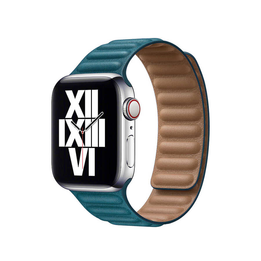 Apple Watch 40mm KRD-34 Deri Kordon Petrol Mavi