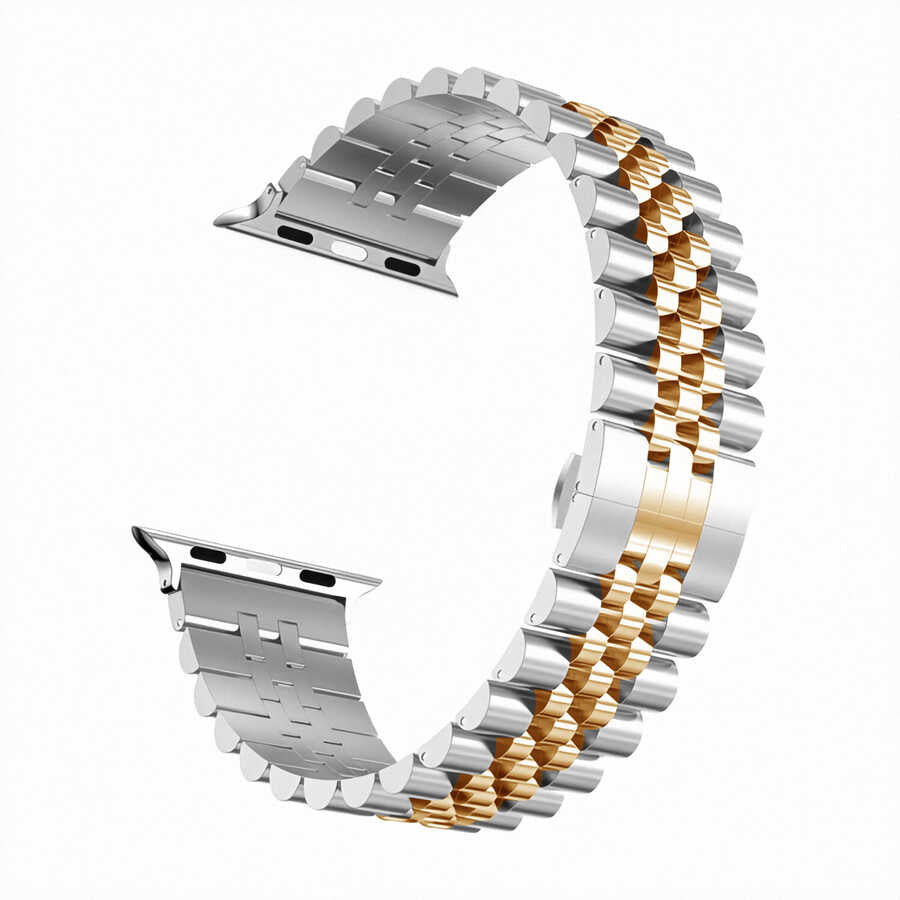 Apple Watch 40mm KRD-36 Metal Kordon Gümüş-Rosegold