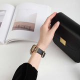 Apple Watch 40mm KRD-53 Deri Kordon Siyah-Gold