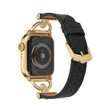Apple Watch 40mm KRD-53 Deri Kordon Siyah-Gold