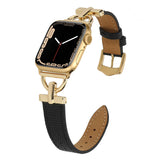 Apple Watch 40mm KRD-53 Deri Kordon Siyah-Gold