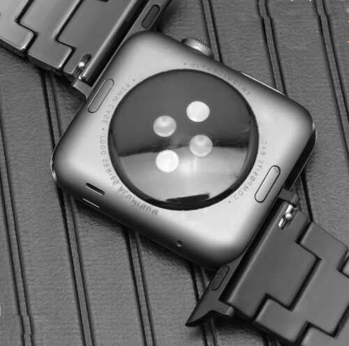 Apple Watch 40mm Mat Seramik Metal Kordon Parlak Siyah