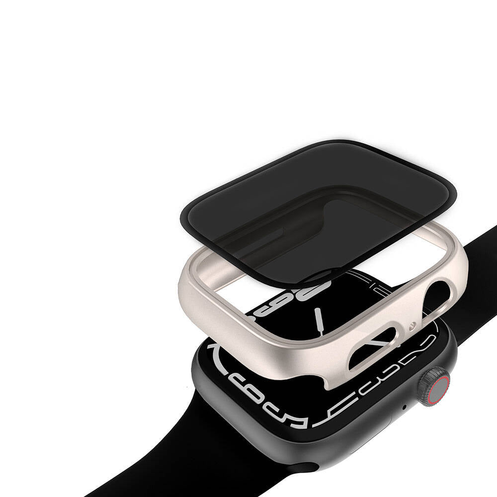 Apple Watch 40mm Sert PC Kasa ve Privacy Hayalet Ekran Koruyucu Zore Watch Gard 32 Siyah