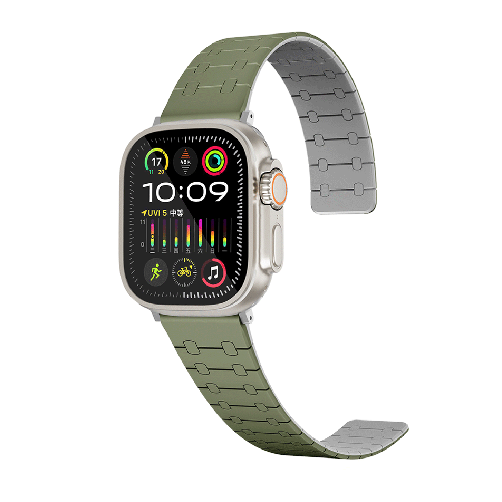 Apple Watch 40mm Zore KRD-111 Çizgili Desenli Silikon Kordon Haki