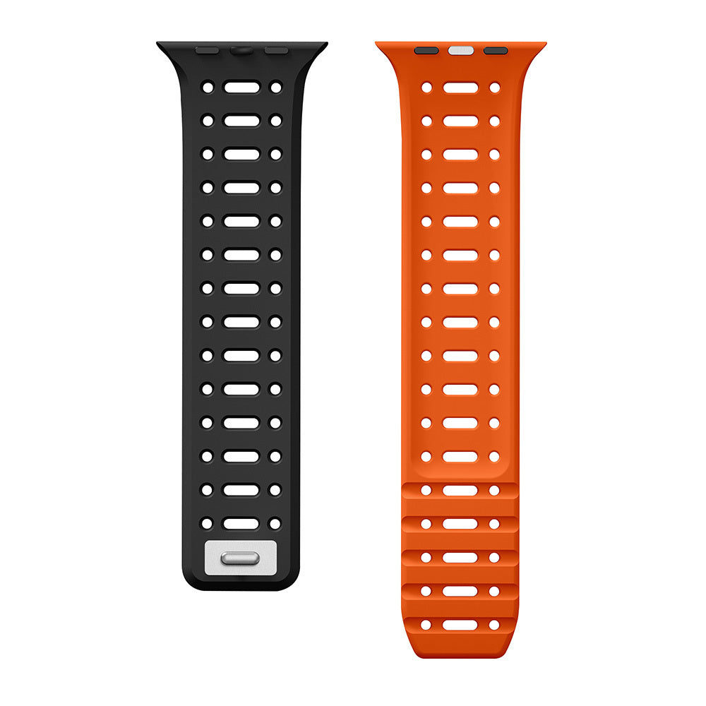 Apple Watch 40mm Zore KRD-124 Silikon Kordon Strap Kayış Turuncu-Gri