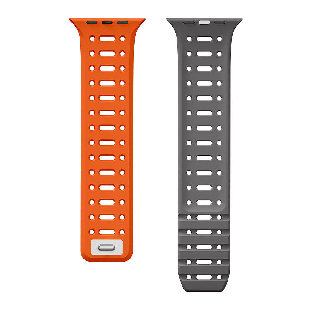 Apple Watch 40mm Zore KRD-124 Silikon Kordon Strap Kayış Turuncu-Gri