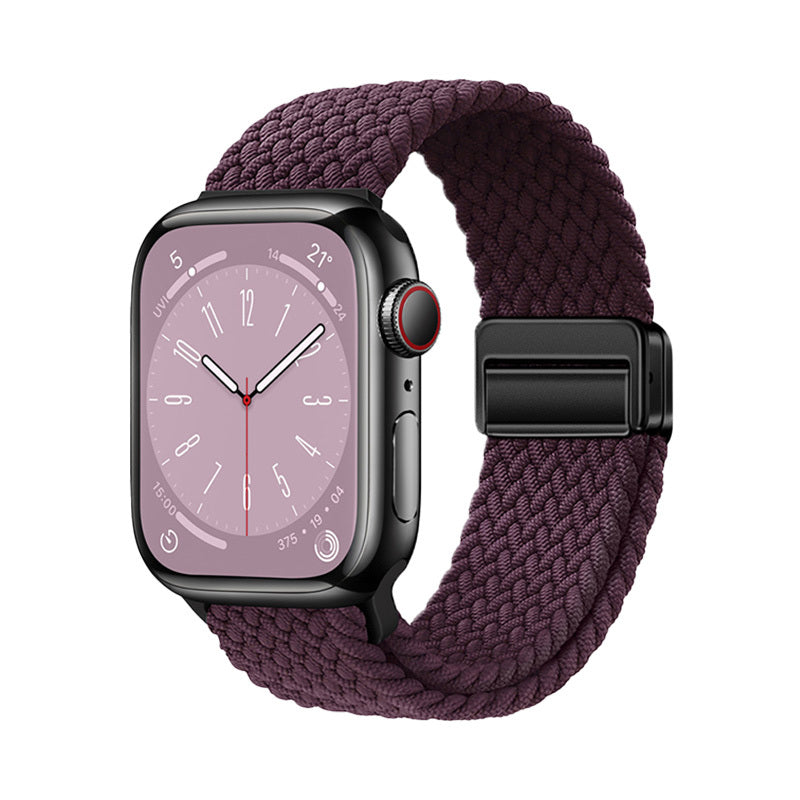 Apple Watch 40mm Zore KRD-134 Örgü Tasarımlı Hasır Kordon Strap Kayış Koyu Mor