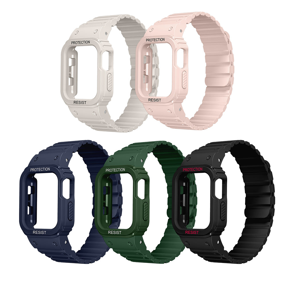 Apple Watch 40mm Zore KRD-142 Airbag Tasarımlı Kasa Koruyuculu Silikon Kordon Starlight