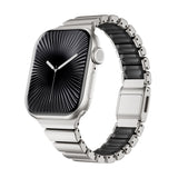 Apple Watch 40mm KRD-149 Metal Silikon Kordon Gümüş-Siyah