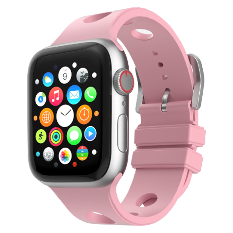Apple Watch 42mm Delikli Tasarım Zore KRD-147 Silikon Kordon Pembe