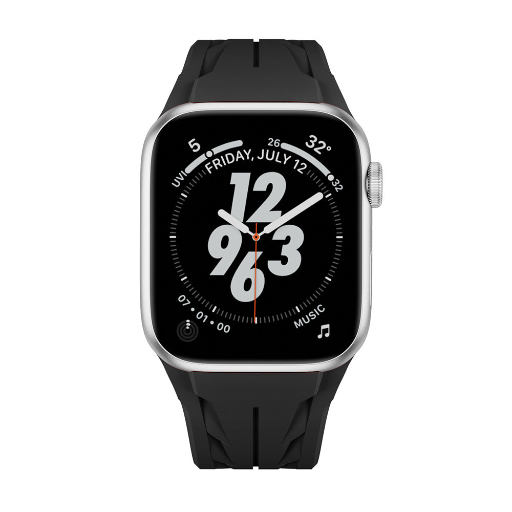 Apple Watch 42mm KRD-127 Metal Tokalı Silikon Kordon Siyah