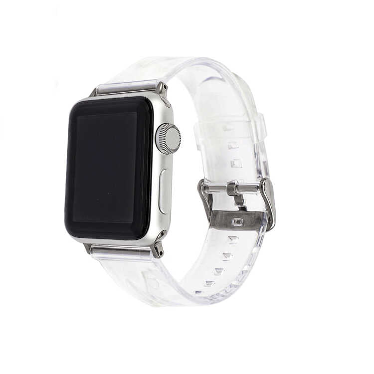 Apple Watch 42mm KRD-13 Şeffaf Silikon Kordon Renksiz