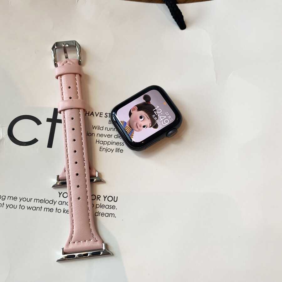 Apple Watch 42mm KRD-28 Deri Kordon Siyah