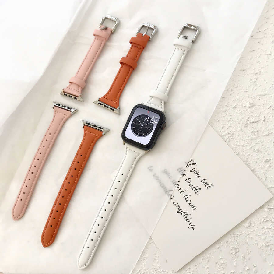 Apple Watch 42mm KRD-28 Deri Kordon Siyah