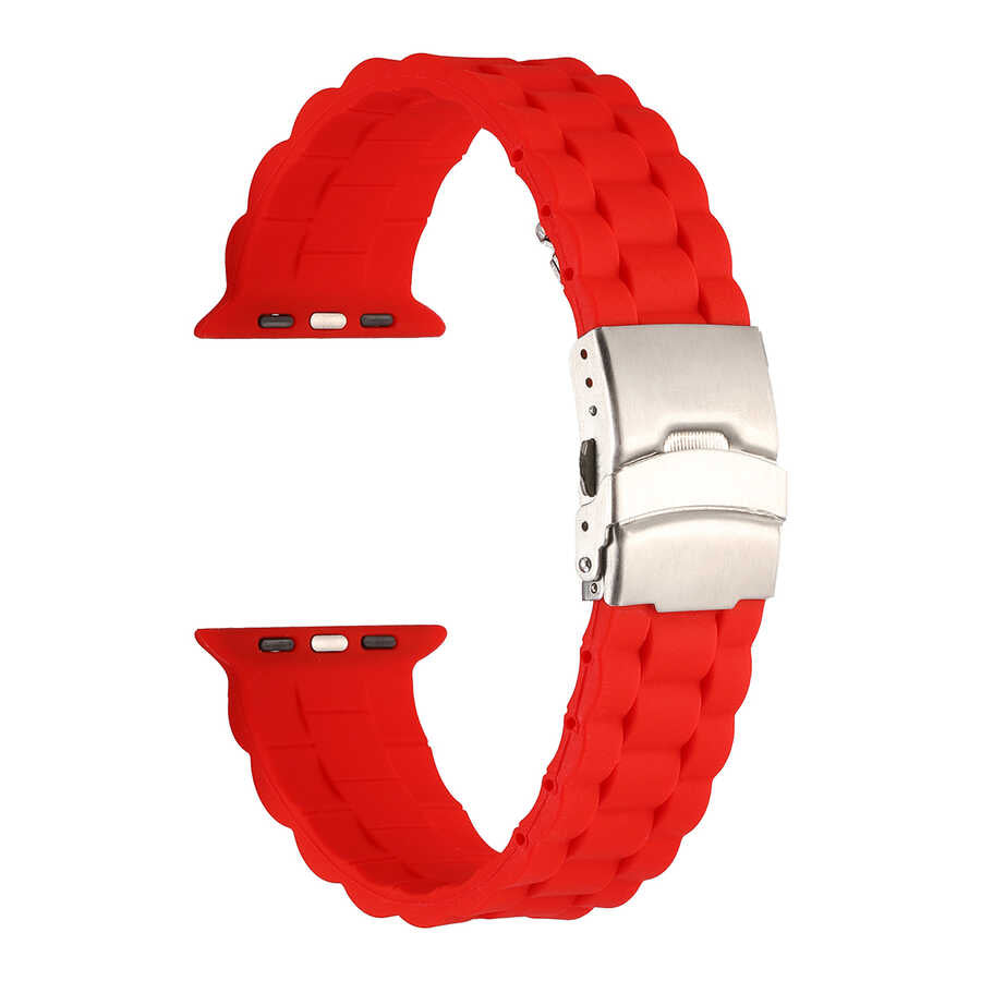 Apple Watch 42mm KRD-72 Silikon Kordon Kırmızı