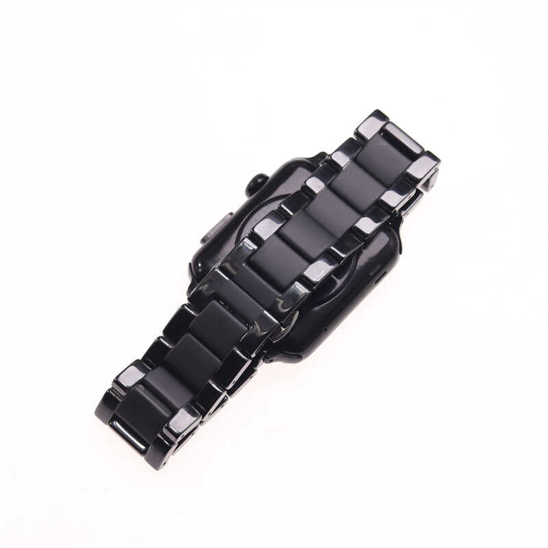 Apple Watch 42mm Mat Seramik Metal Kordon Siyah