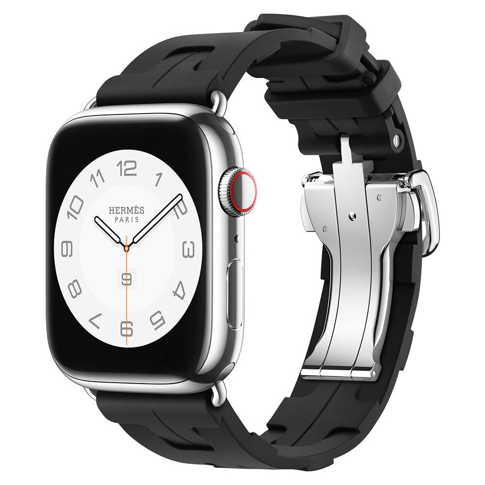 Apple Watch 42mm Spor Görünümlü Zore KRD-94 Silikon Kordon Siyah