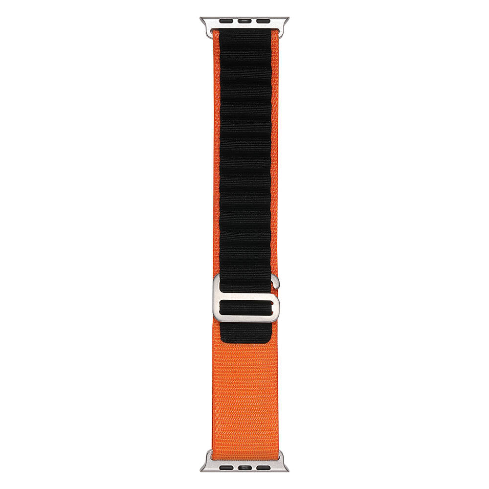 Apple Watch 42mm Zore Band-74 Hasır Kordon Siyah-Turuncu
